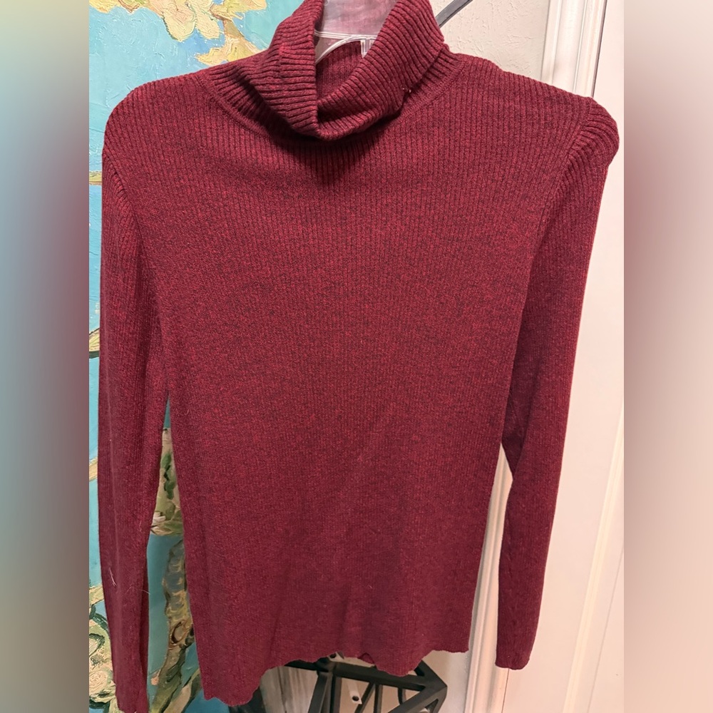 liz & co. Deep Red Cowl Neck Sweater